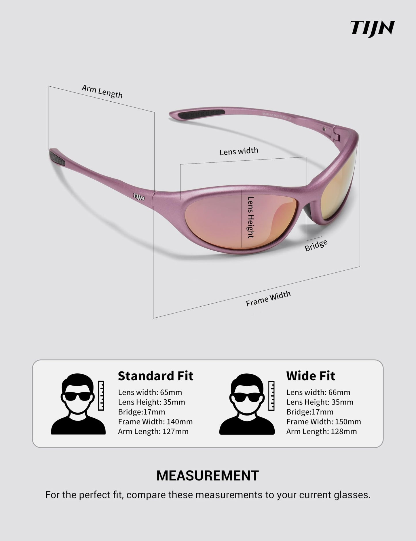 TIJN Sports Sunglasses for Men Women UV400 Wraparound Cycling Running Golf Motorcycle Glasses, Wide Fit Outdoor Shades, Vanta