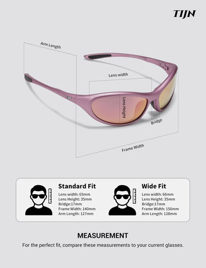 TIJN Sports Sunglasses for Men Women UV400 Wraparound Cycling Running Golf Motorcycle Glasses, Wide Fit Outdoor Shades, Vanta