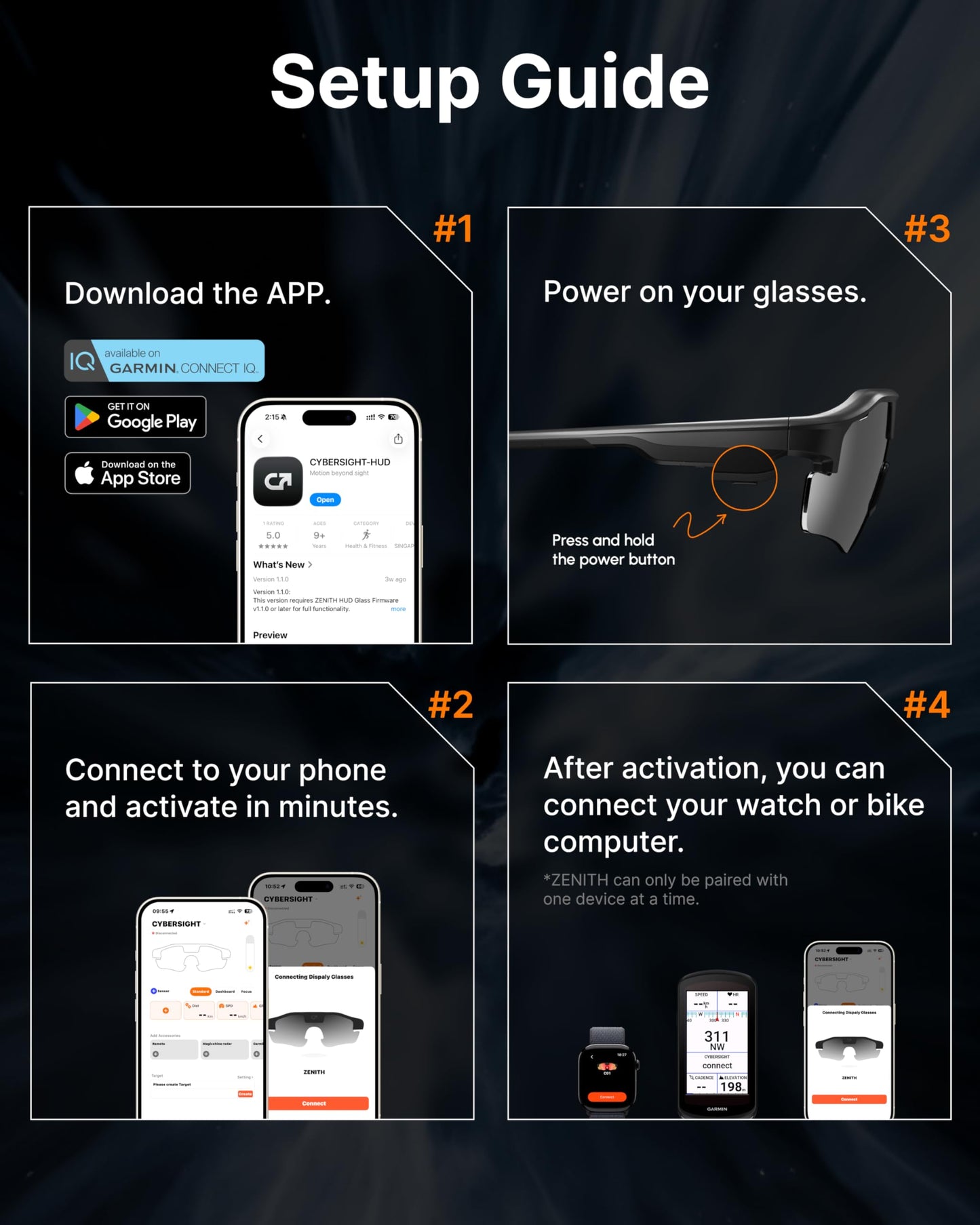 cybersight HUD Display Sports Glasses, for Cycling and Hiking, Real-Time Display, Smart Navigation, Proactive AI Alerts