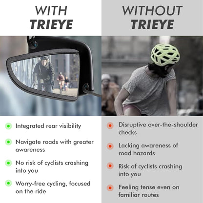 TriEye Cycling Glasses with Rear-view Mirror - Sports Sunglasses for Men & Women - UV-400 Protection