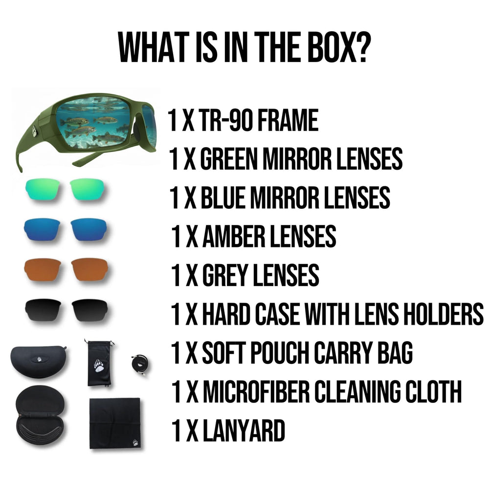 Polarized Fishing Sunglasses with 4 Lens Kit