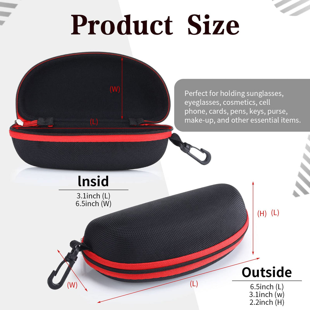 Hard Shell Zipper Eyeglass Case with Clip Set