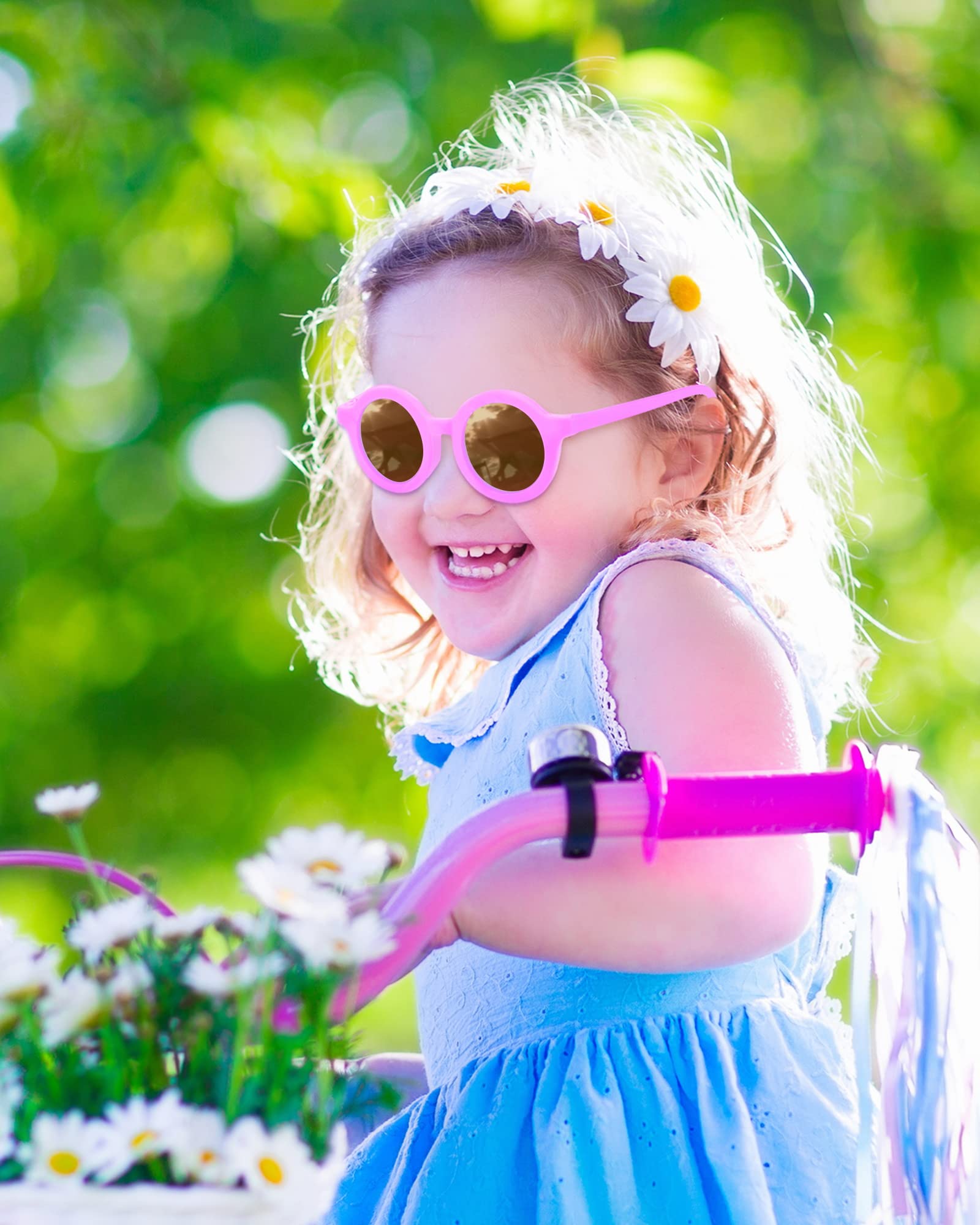 Xuhal 100 Pairs Kids Round Sunglasses Bulk Party Favor Cute Retro Glasses for Summer Pool Beach Prop Birthday(Multicolored)