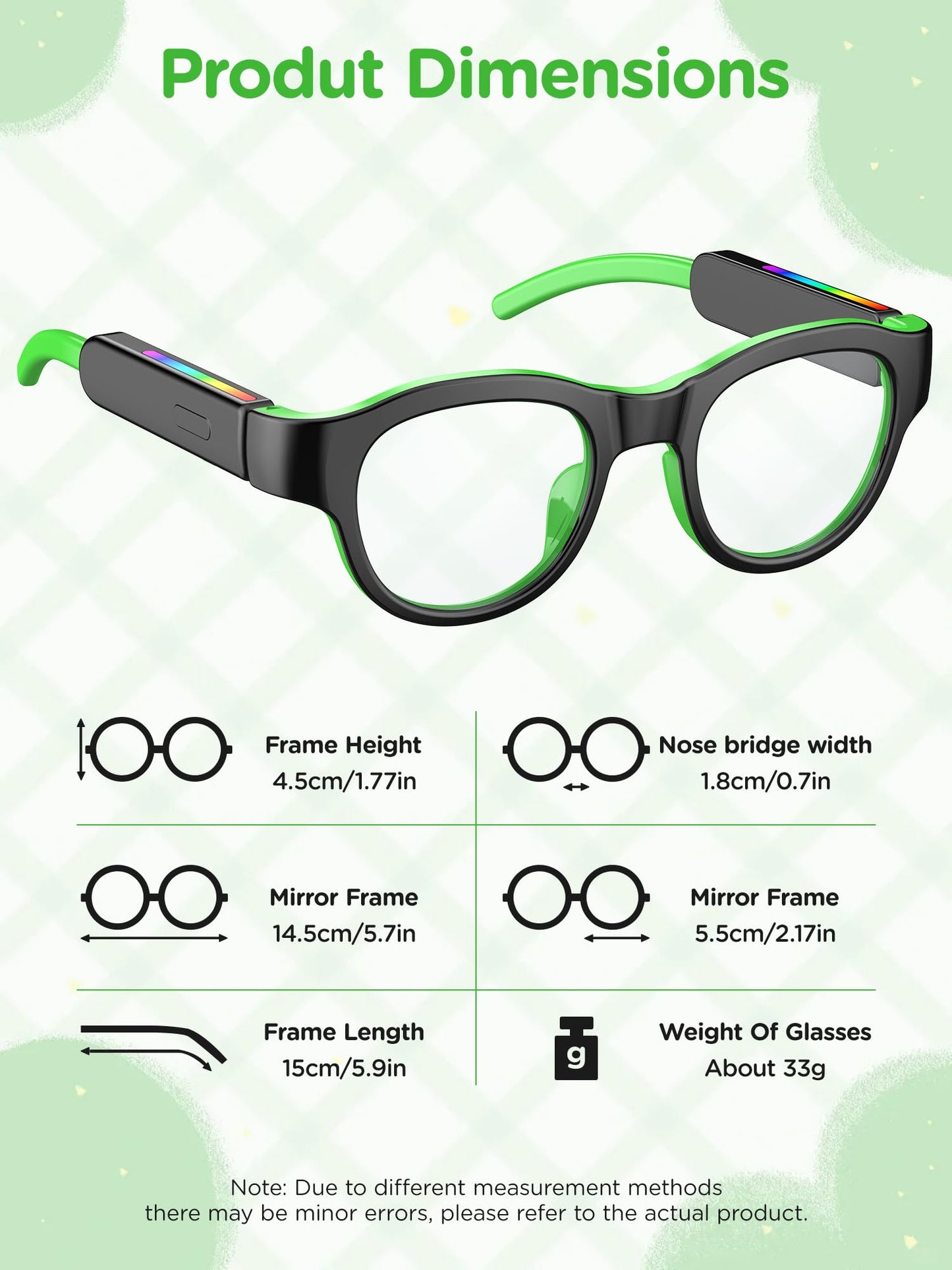 XIYANGYANG Kids Blue Light Glasses with Bluetooth Audio,Smart glasses,RGB 7-color light, Kids Smart Glasses Gifts