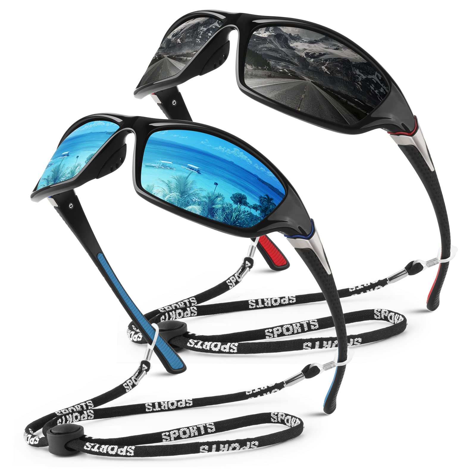 WEAROYO Polarized Sports Sunglasses for Men Women,Fishing Driving Rectangular Goggles UV400 Protection