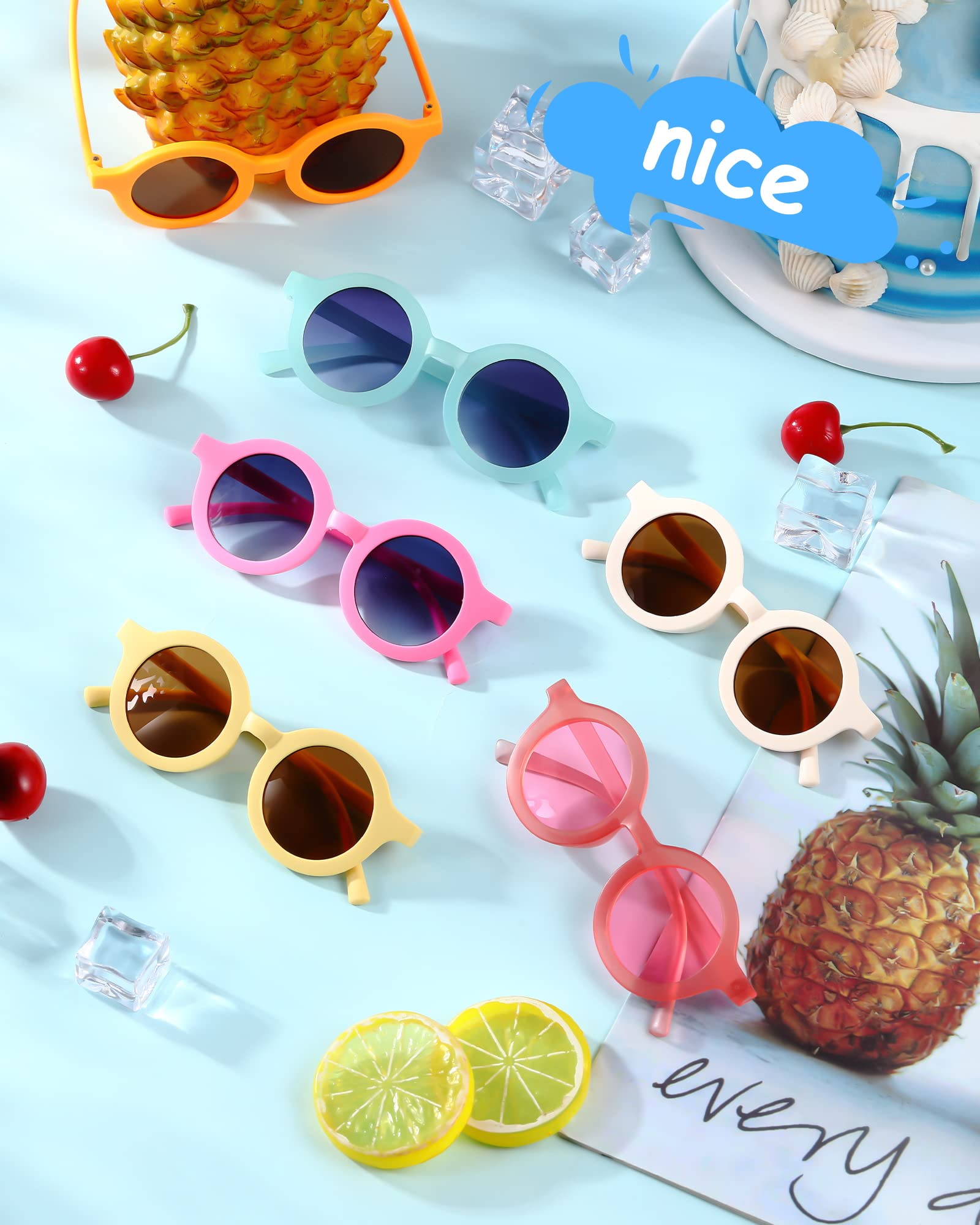 Xuhal 100 Pairs Kids Round Sunglasses Bulk Party Favor Cute Retro Glasses for Summer Pool Beach Prop Birthday(Multicolored)