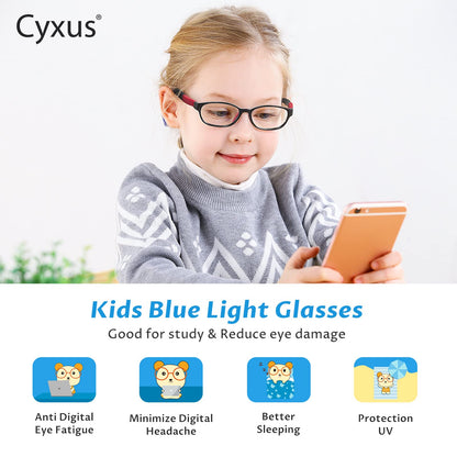 Cyxus Kids Blue Light Blocking Glasses Computer Game Spring Hinges Eyeglasses for Boys Girls Age 6-15