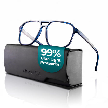 Prospek Blue Light Glasses Reading for Men and Women, For Computer Use, Blue Light Protection, Clear Lens 0 to +3.0 Diopters