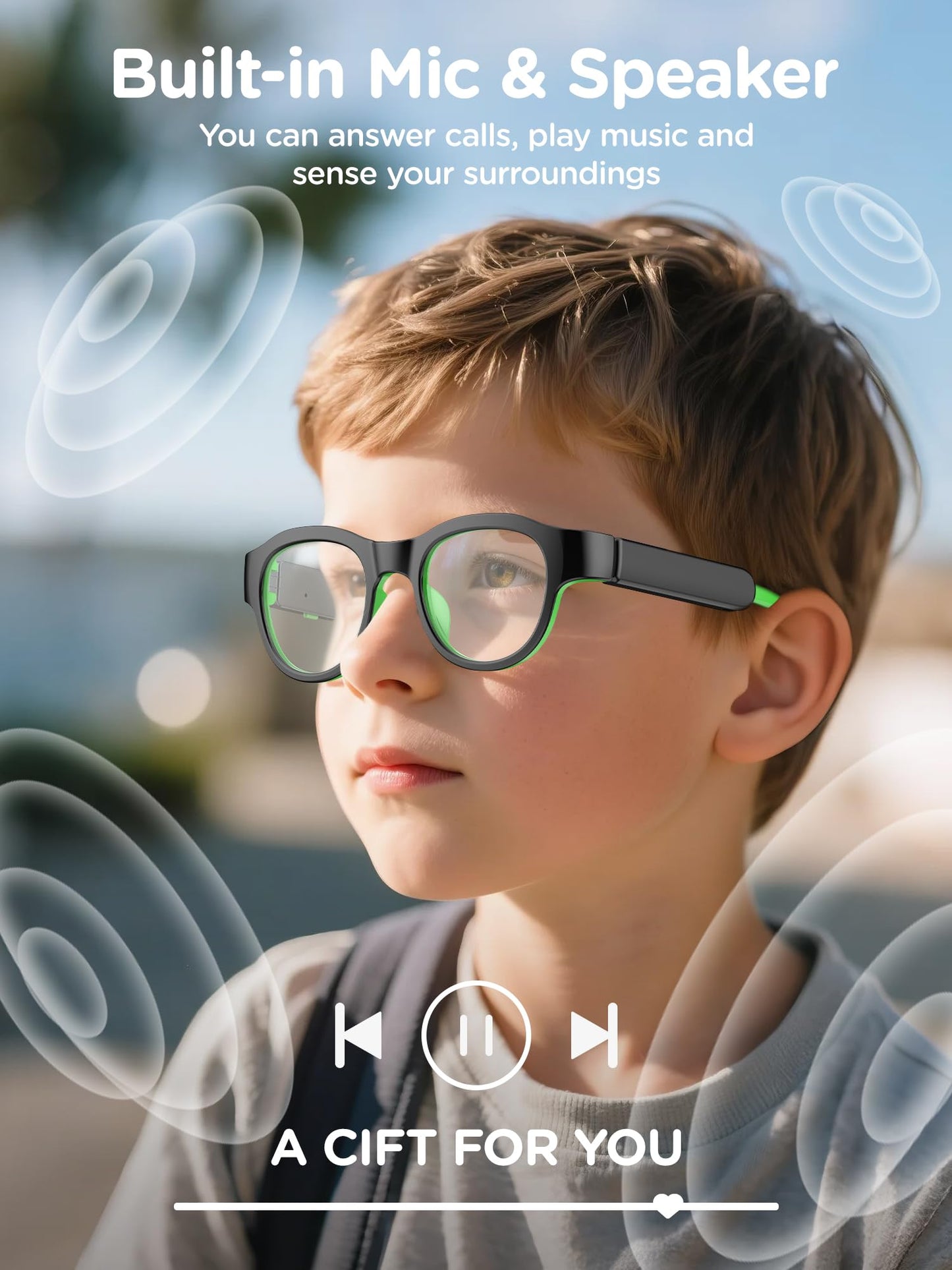 XIYANGYANG Kids Blue Light Glasses with Bluetooth Audio,Smart glasses,RGB 7-color light, Kids Smart Glasses Gifts