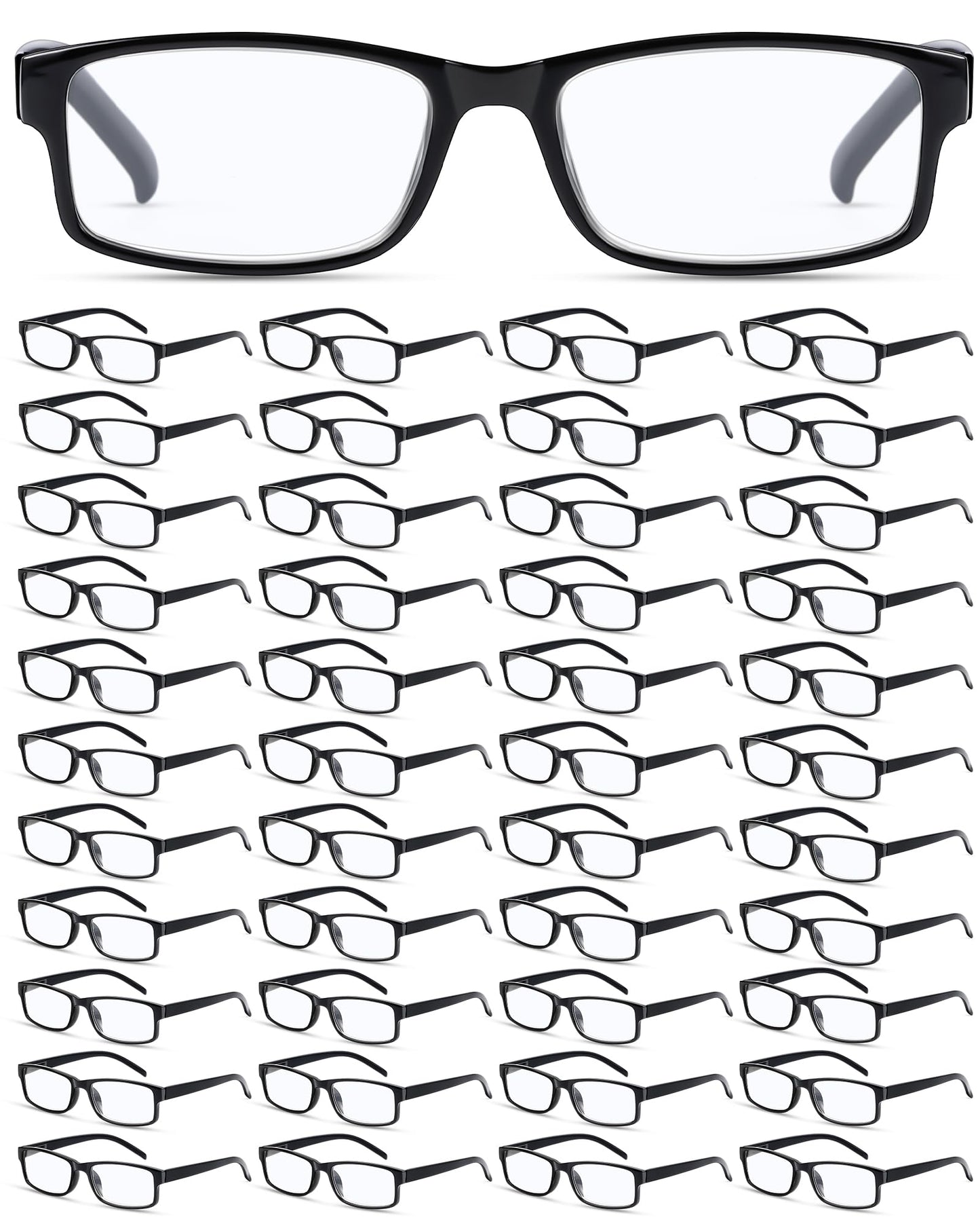 Yexiya 50 Pack Reading Glasses Bulk for Men Women Frame Eyeglasses with Spring Hinge Traditional Readers for Office Home