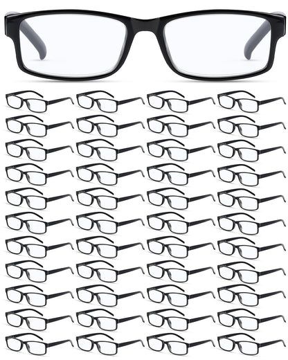 Yexiya 50 Pack Reading Glasses Bulk for Men Women Frame Eyeglasses with Spring Hinge Traditional Readers for Office Home