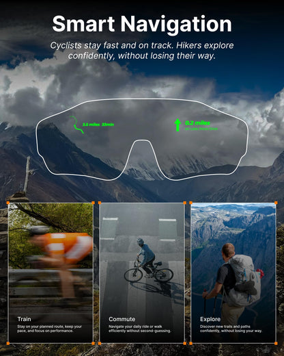 cybersight HUD Display Sports Glasses, for Cycling and Hiking, Real-Time Display, Smart Navigation, Proactive AI Alerts