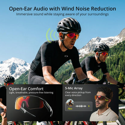 BleeqUp 4-in-1 Sport Camera Glasses, 16MP 1080P 120°FOV Camera Glasses with EIS, Lightweight Sport Sunglasses with AI Video for Outdoor Cycling Hiking