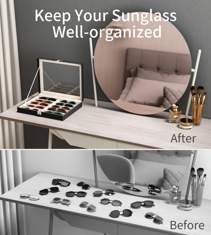 NEWLOOP 10/30 Slots Sunglass Organizer for Multiple Pairs of Eyeglass See-through Display Case Storage Box for Women Men