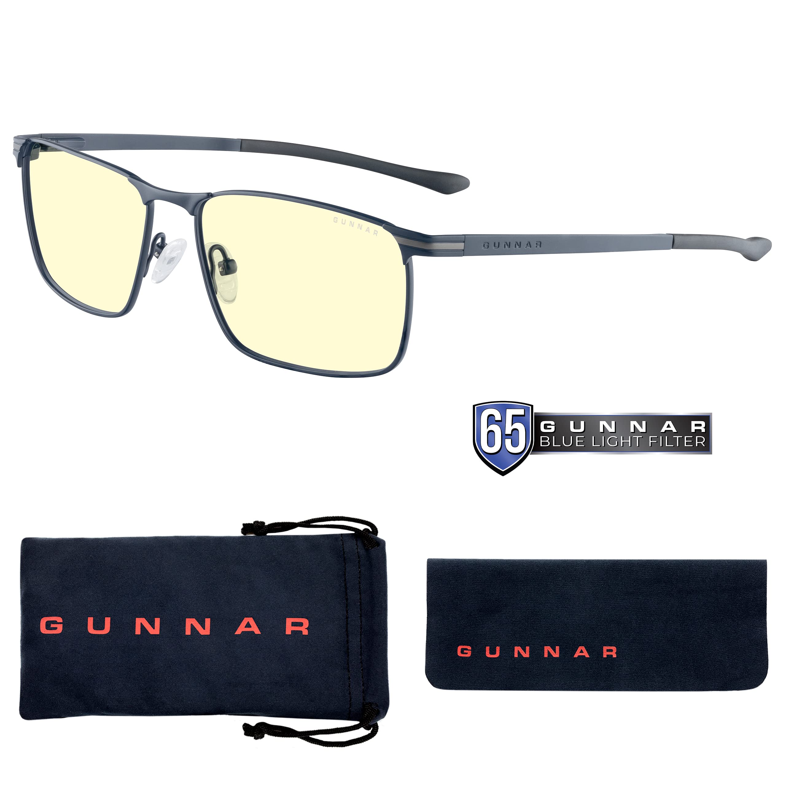 GUNNAR - Computer Blue Light Blocking Glasses Mendocino Blue Light Glasses, Midnight Blue, Adult US