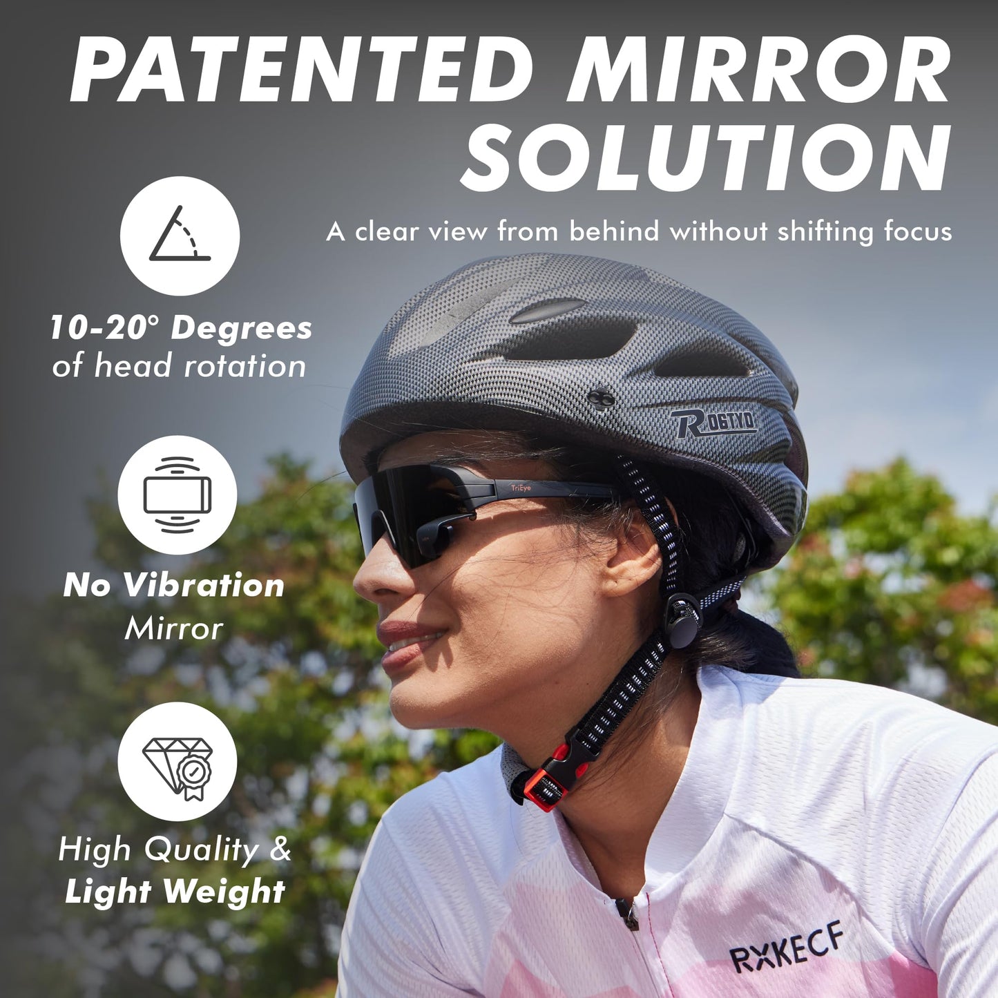 TriEye Cycling Glasses with Rear-view Mirror - Sports Sunglasses for Men & Women - UV-400 Protection