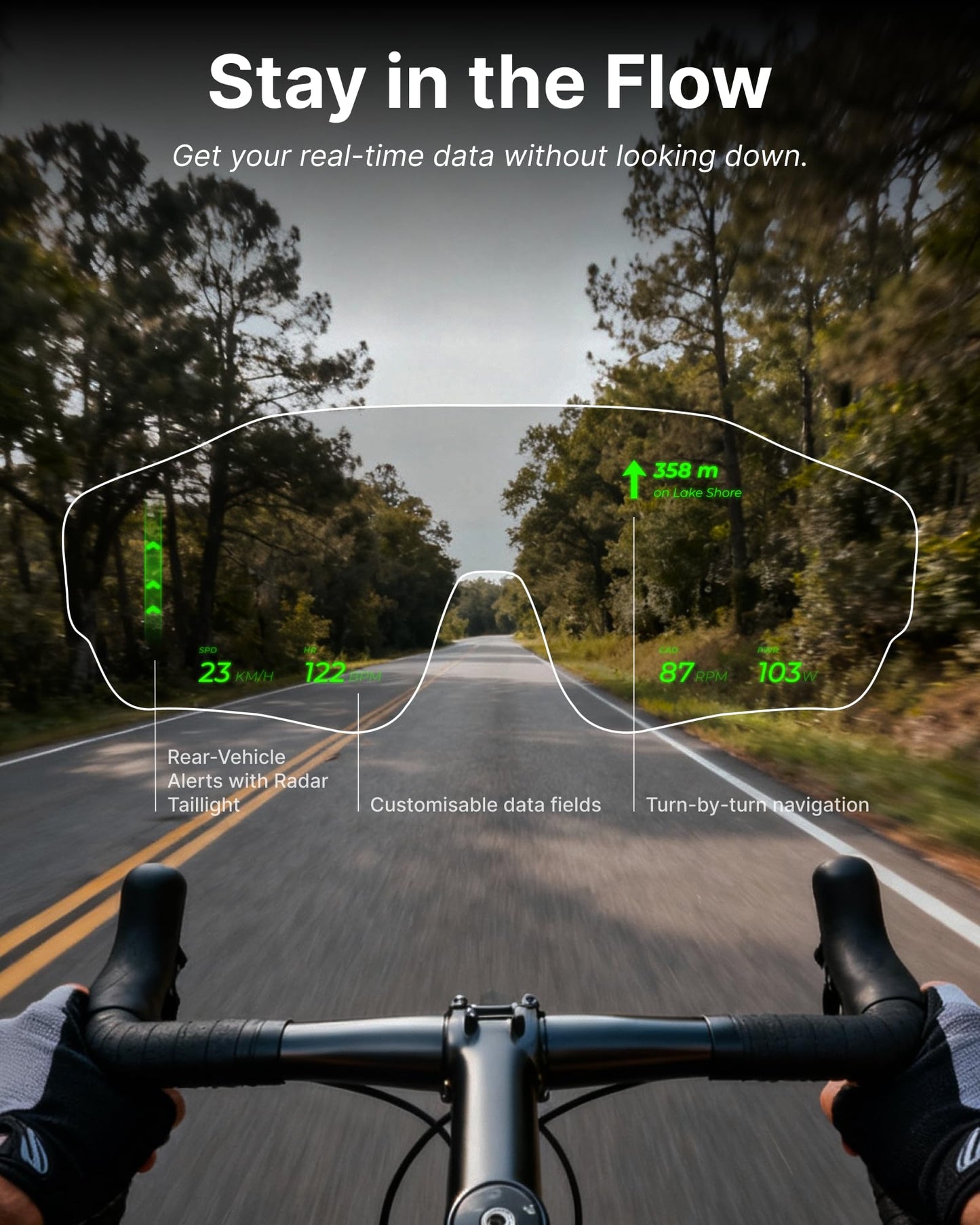 cybersight HUD Display Sports Glasses, for Cycling and Hiking, Real-Time Display, Smart Navigation, Proactive AI Alerts