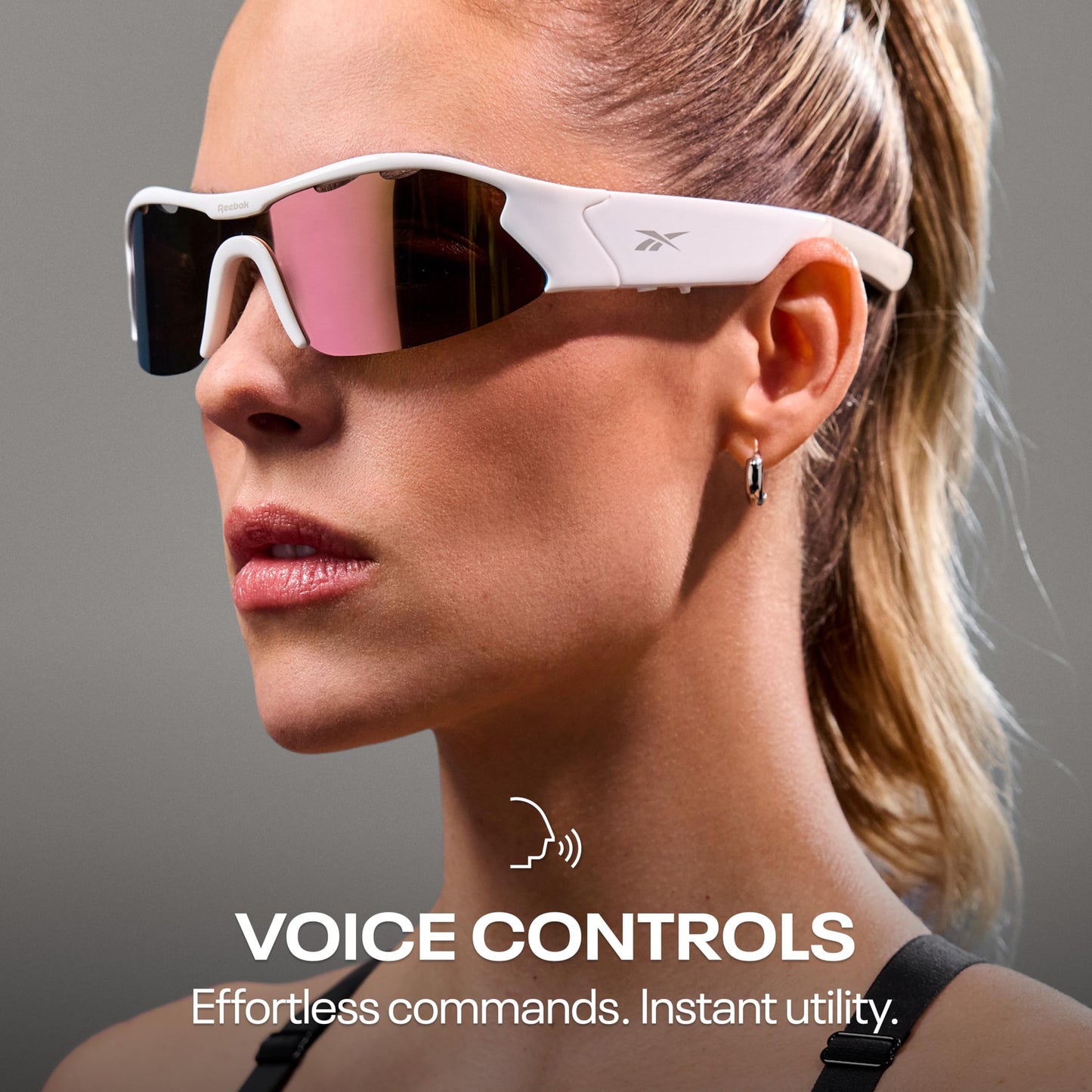 Reebok Smart Audio Sunglasses, HiFi Bluetooth Sport Glasses with UV Protection, Polarized Lenses, Unisex - Powered by Lucyd