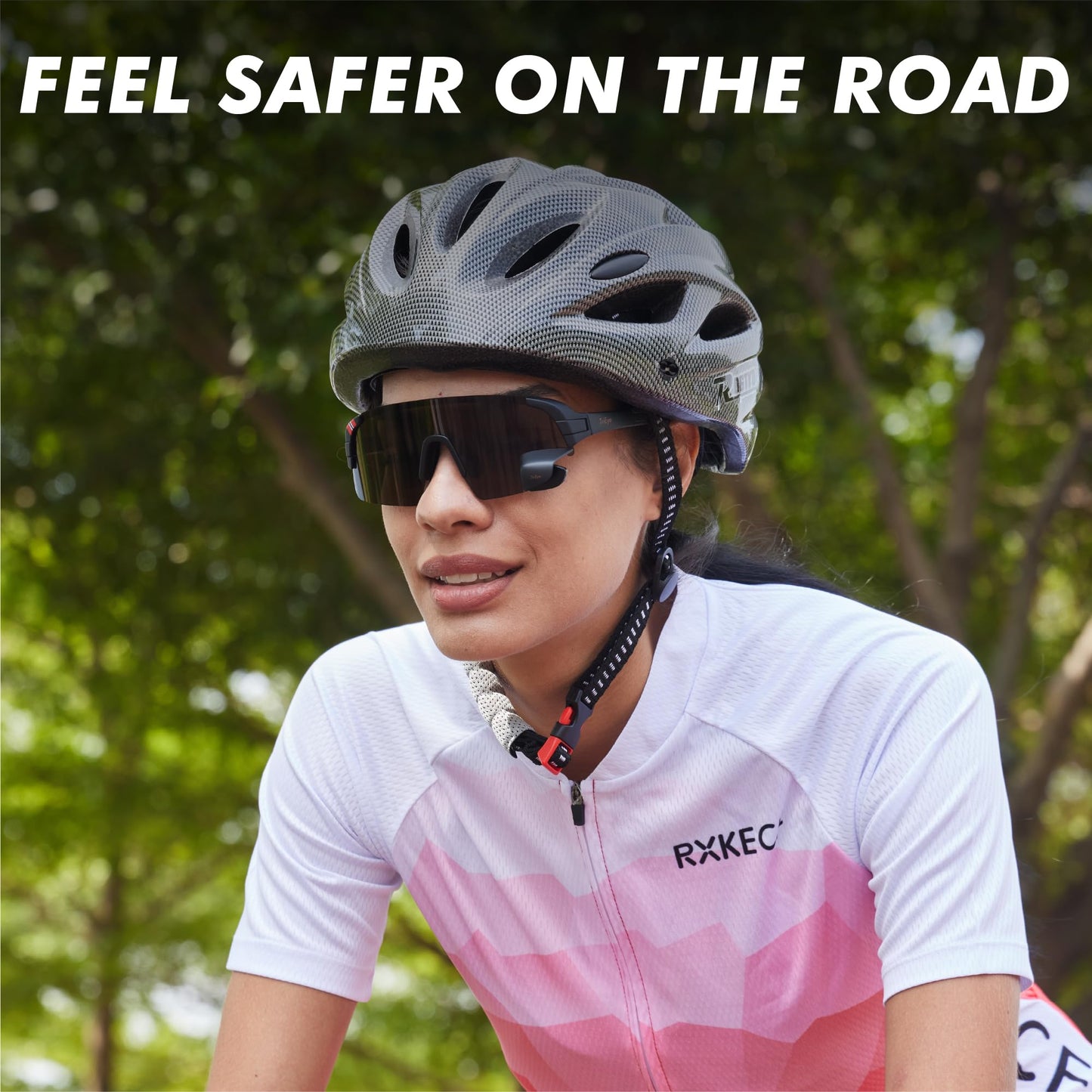 TriEye Cycling Glasses with Rear-view Mirror - Sports Sunglasses for Men & Women - UV-400 Protection