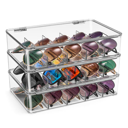Sorbus Sunglasses Organizer - Plastic Stackable Eyeglass Case Storage Organizer for Multiple Glasses - Reading Glasses